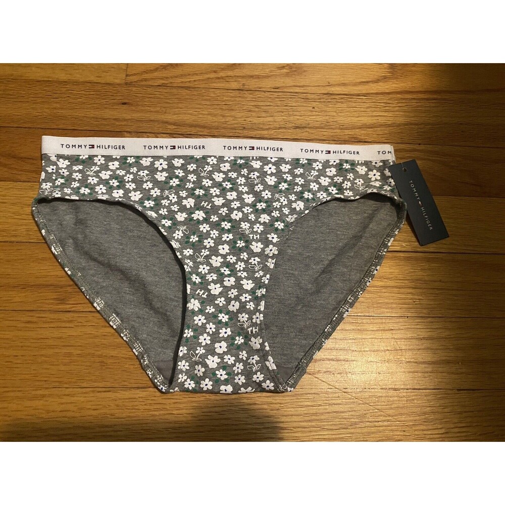 TOMMY HILFIGER WOMEN'S Floral Bikini PANTIES with Signature Band - SMALL